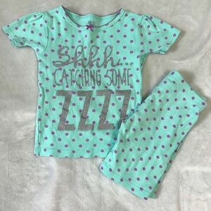 Carter's Light Blue with Purple Polka Dots Pajama Set with Short Sleeves Size 3T